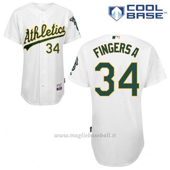Maglia Baseball Uomo Oakland Athletics Rollie Fingers 34 Bianco 1ªCool Base